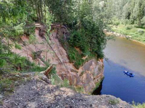 Sandstone cliffs. Erglu Cliffs (Ērgļu klintis) Stock Photos