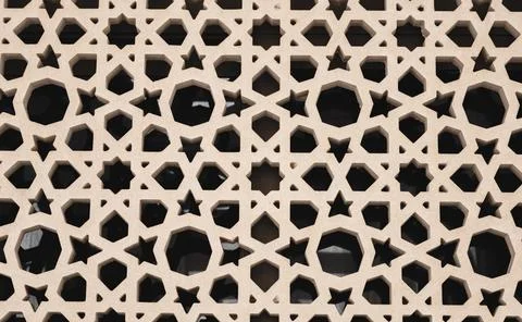 Sandstone decoration pattern jali background. Carved sandstone window in ja.. Foto stock