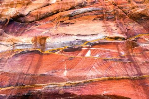 Sandstone pattern, geological texture in Petra Stock Photos
