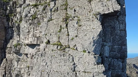Sandstone Rock Wall, Table Mountain, Cape Town, South Africa 8K Stock Footage 347934787