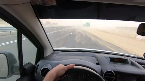 Sandstorm from the car window. Stock Footage 149346181