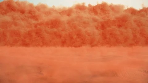 Sandstorm in the desert a 3d animation with reddish sand Stock Footage 170797419