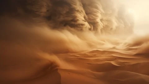 Sandstorm on desert Looping Video Stock Footage 252585490