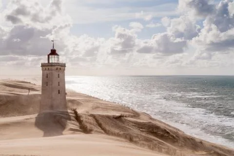 Sandstorm at the lighthouse Stock Photos