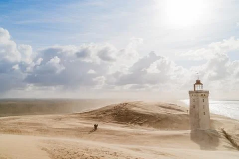 Sandstorm at the lighthouse Stock Photos