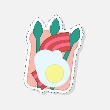 Sandwich with bacon and egg sticker Stock Illustration
