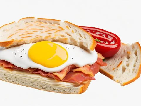 Sandwich with bacon, cheese and egg Stock Photos