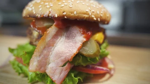 Sandwich with bacon Stock Footage 129685553