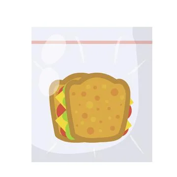 Sandwich in bag. Package with breakfast. School lunch イラスト素材
