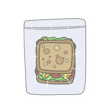 Sandwich in bag. Package with breakfast. School lunch in zip lock bag. イラスト素材