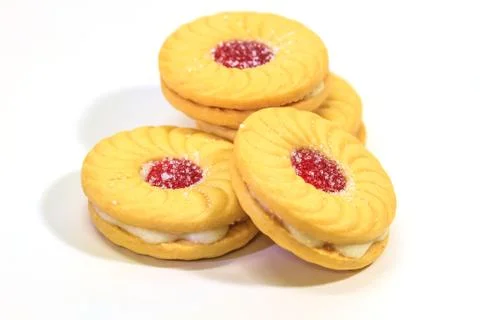 Sandwich biscuits on white background Stock Photos