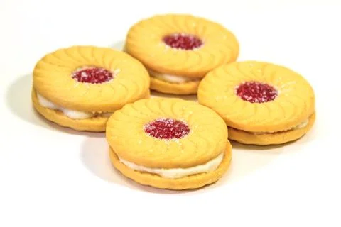 Sandwich biscuits on white background Stock Photos
