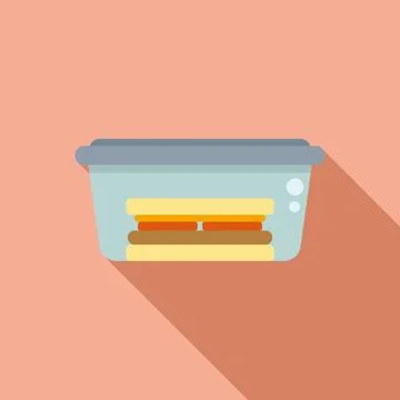 Sandwich box icon flat vector. School food 스톡 일러스트