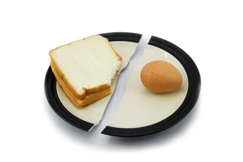 Sandwich bread and egg on a broken plate for diet concept. Stock Photos