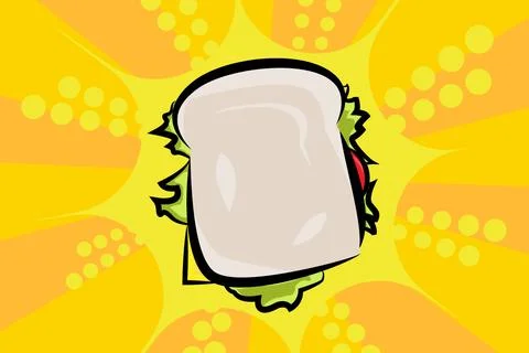 Sandwich bread, with orange background. Vector Illustration Illustrazione stock