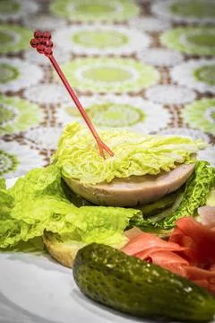 Sandwich with cabbage Stock Photos