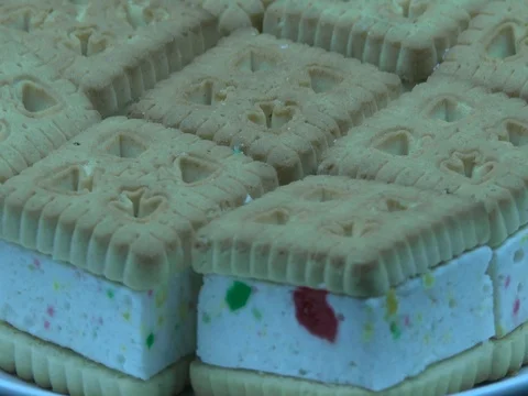 Sandwich cakes on the plate 스톡 동영상 80277689