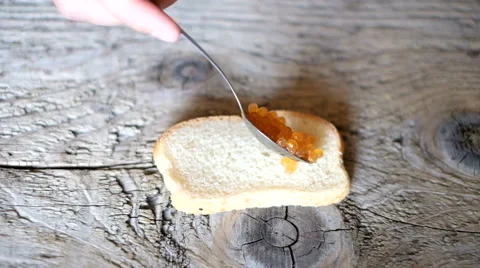 Sandwich with caviar Stock Footage 63846863