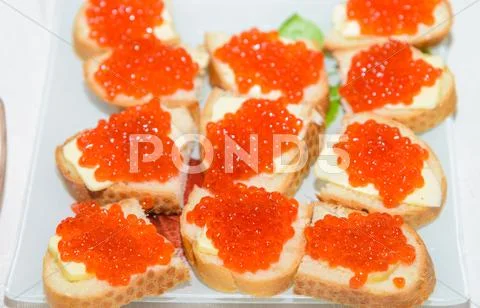 Sandwich with caviar Stock Photos