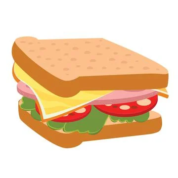Sandwich with cheese and vegetables. Vector illustration on a white background. Stock Illustration