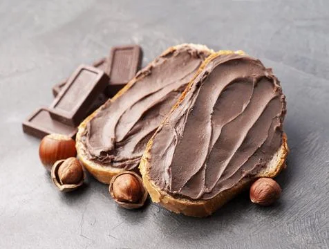 Sandwich with chocolate paste Stock Photos