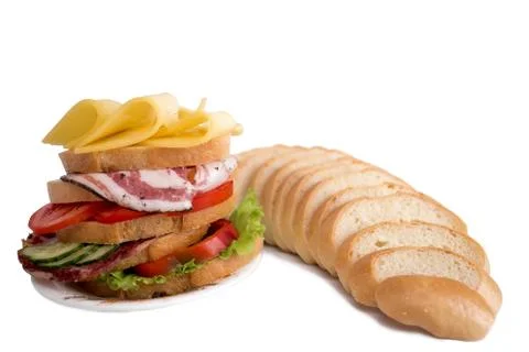 Sandwich composition on a white background 库存照片