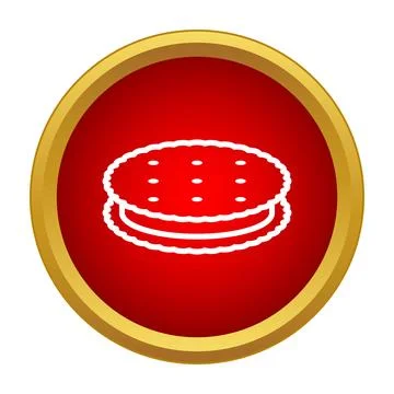 Sandwich cookie icon in red circle graphic design Stock Illustration