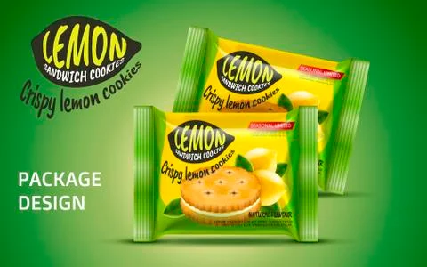 Sandwich cookie package design Stock Illustration