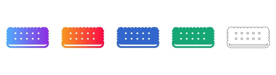 Sandwich Cookie Vector Icon Set Stock Illustration