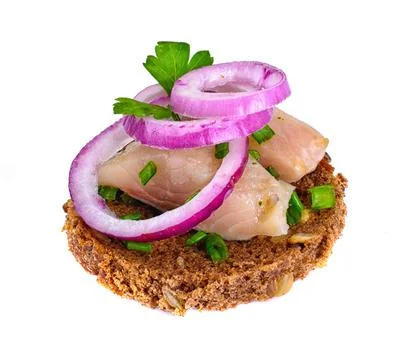 Sandwich of Corn Bread, Herring Stock Photos