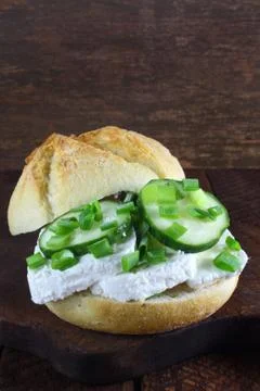 Sandwich with cottage cheese Stock Photos