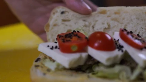 Sandwich Details with motion camera Video stock 111600264