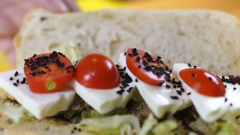 Sandwich Details with motion camera Video stock 111600405
