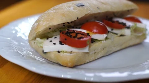 Sandwich Details with motion camera Video stock 111600487