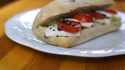 Sandwich Details with motion camera Stock Footage 111600637