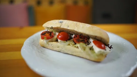 Sandwich Details with motion camera Video stock 111600737