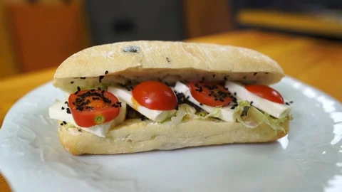 Sandwich Details with motion camera Video stock 111600968