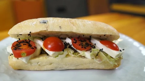 Sandwich Details with motion camera Video stock 111601275
