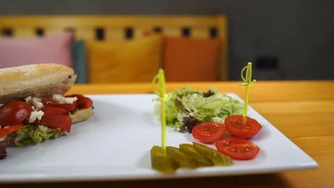 Sandwich Details with motion camera Video stock 111601656