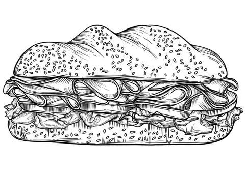 The sandwich is drawn in vector Stock Illustration