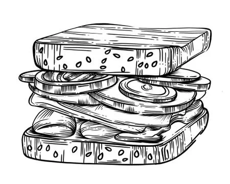 The sandwich is drawn in vector Stock Illustration