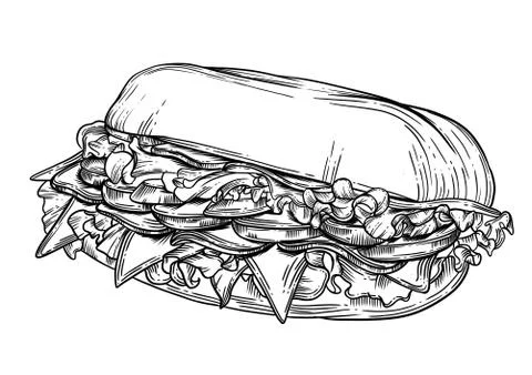 The sandwich is drawn in vector Stock Illustration
