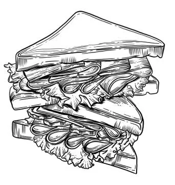 The sandwich is drawn in vector Stock Illustration