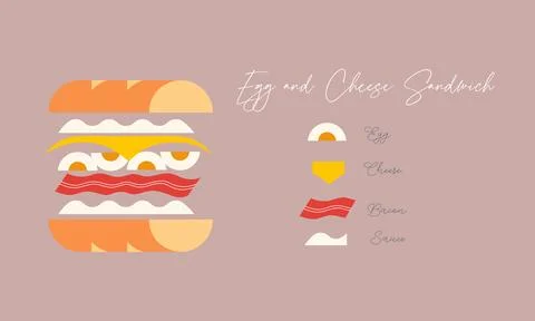 Sandwich egg and cheese beige Stock Illustration