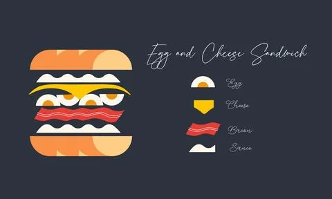 Sandwich egg and cheese dark Stock Illustration
