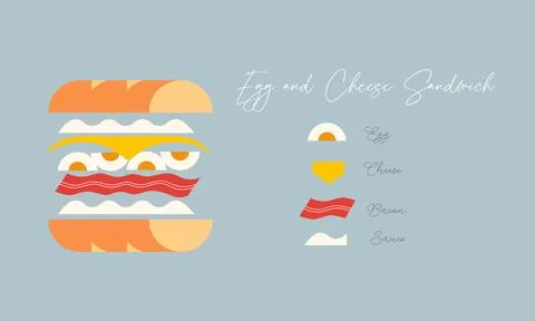 Sandwich egg and cheese light blue Stock Illustration