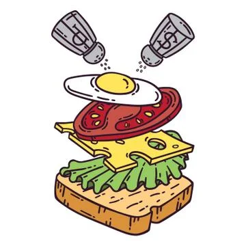 Sandwich with egg. Stock Illustration