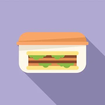 Sandwich food icon flat vector. Lunch box Stockillustratie