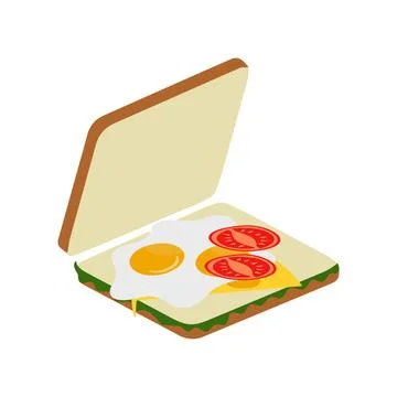 Sandwich with fried egg and bread toast Stock Illustration