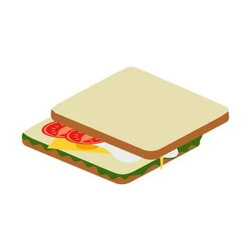 Sandwich with fried egg and bread toast Stock Illustration